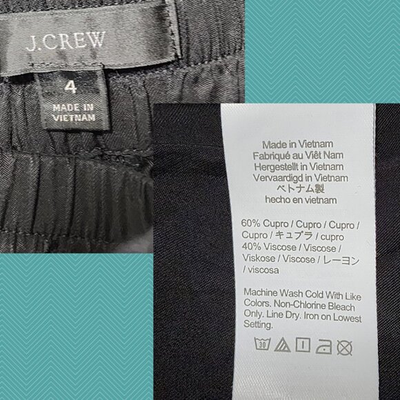 J. Crew Black Cupro Blend High Rise Loose Fit Joggers Vacation - Picture 4 of 4